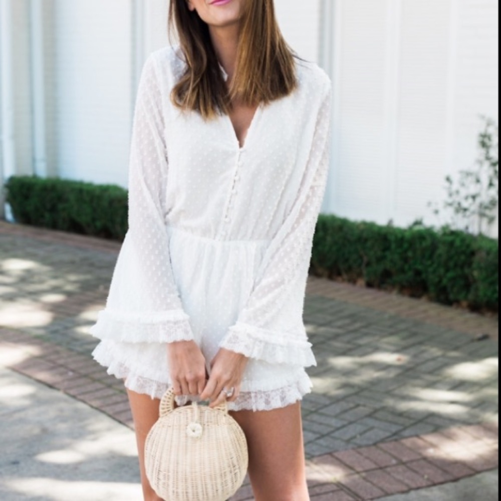 Endless Rose Swiss Dot Romper in White